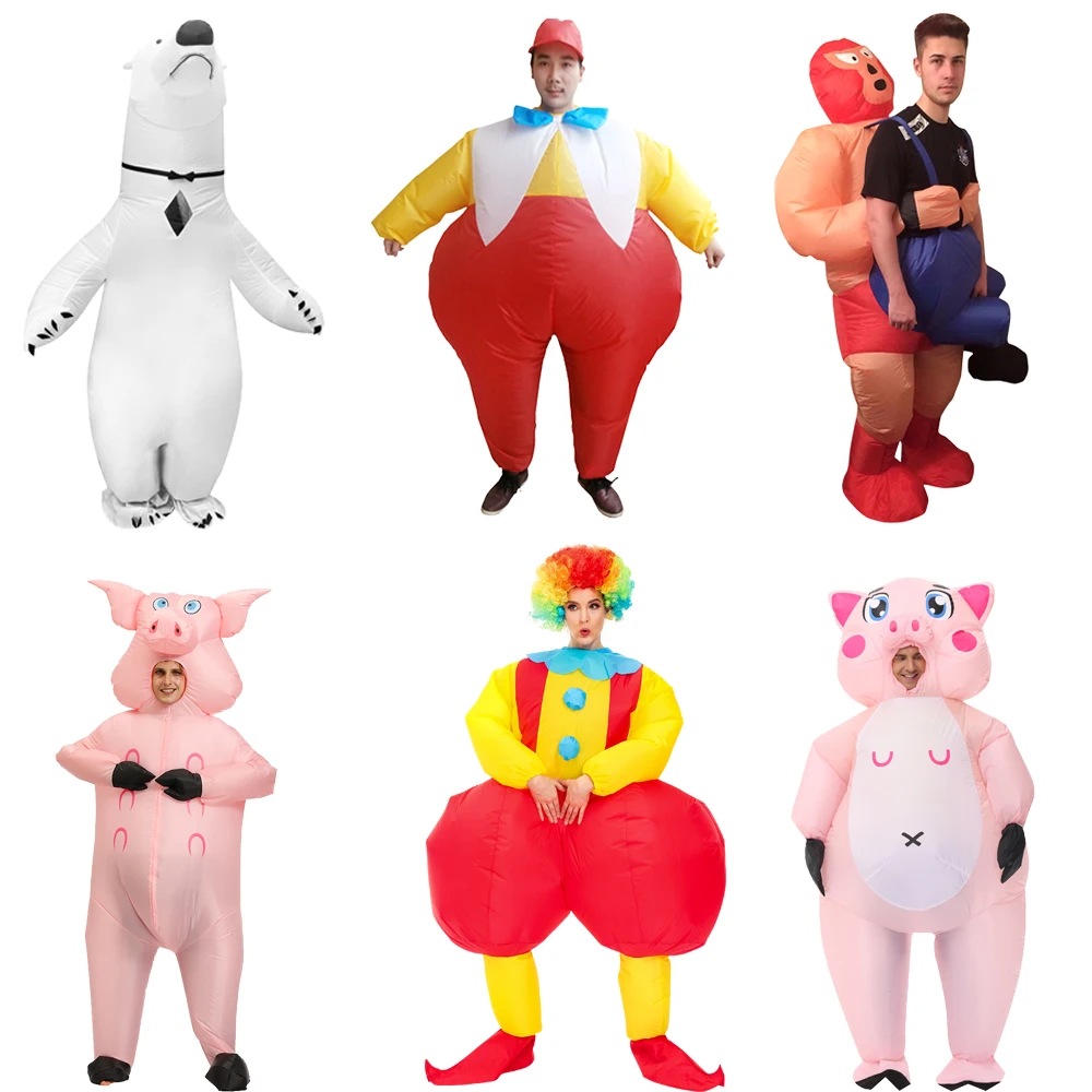 

Надувной костюм клоуна для взрослых, одежда для Хэллоуина, карнавала, костюма для косплея, забавная надувная одежда для мужчин и женщин