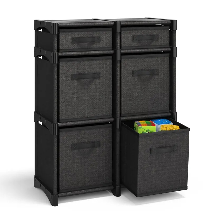 

Sturdy Black Woven Fabric Cube Storage Organizer for Bedroom, Living Room, Office, and Playroom - Space-Saving Storage Shelves B