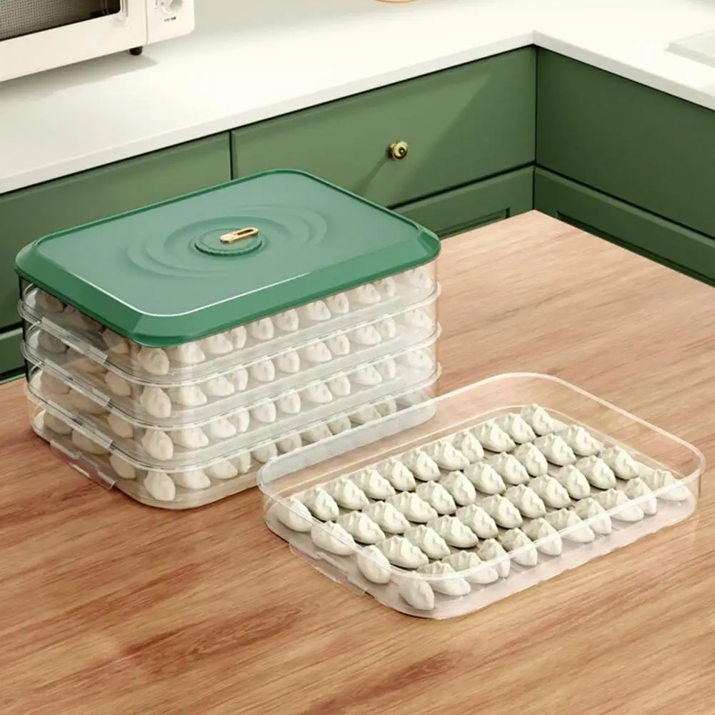 

Durable Food Storage Box Space Saving Dumpling Organizer Dust-proof Convenient Use Refrigerator Organizer Cold Retention