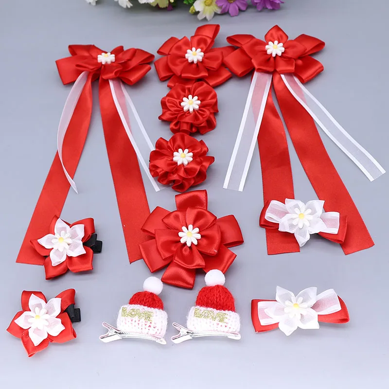 

Оптовая продажа, модные новые красные заколки для волос с лентой для девочек, шелковые заколки для волос, милая Заколка-пряжка