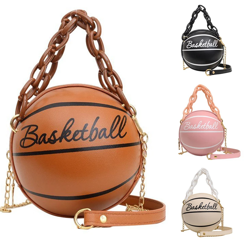 

Fashion Female Leather Pink Basketball Bag 2023 New Ball Purses For Teenagers Women Shoulder Bags Crossbody Chain Hand Bags