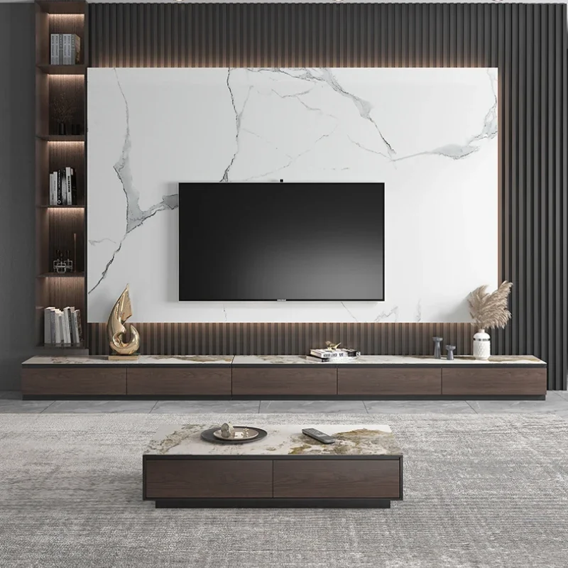 Роскошный напольный шкаф для телевизора гостиной современный домашний кофейный
