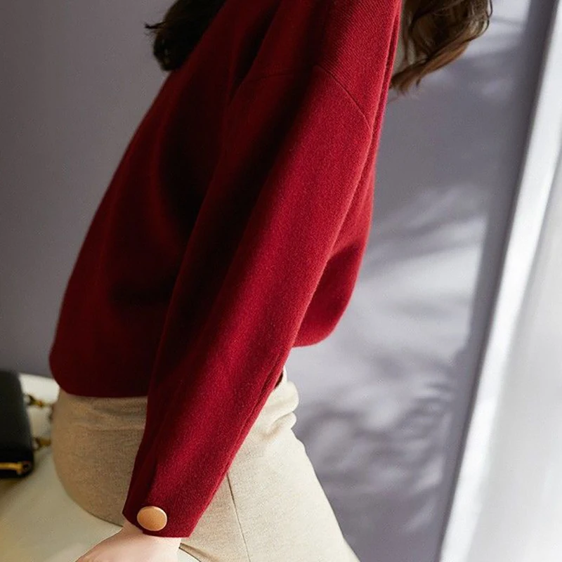 Женский пуловер с круглым вырезом свободный элегантный вязаный свитер в