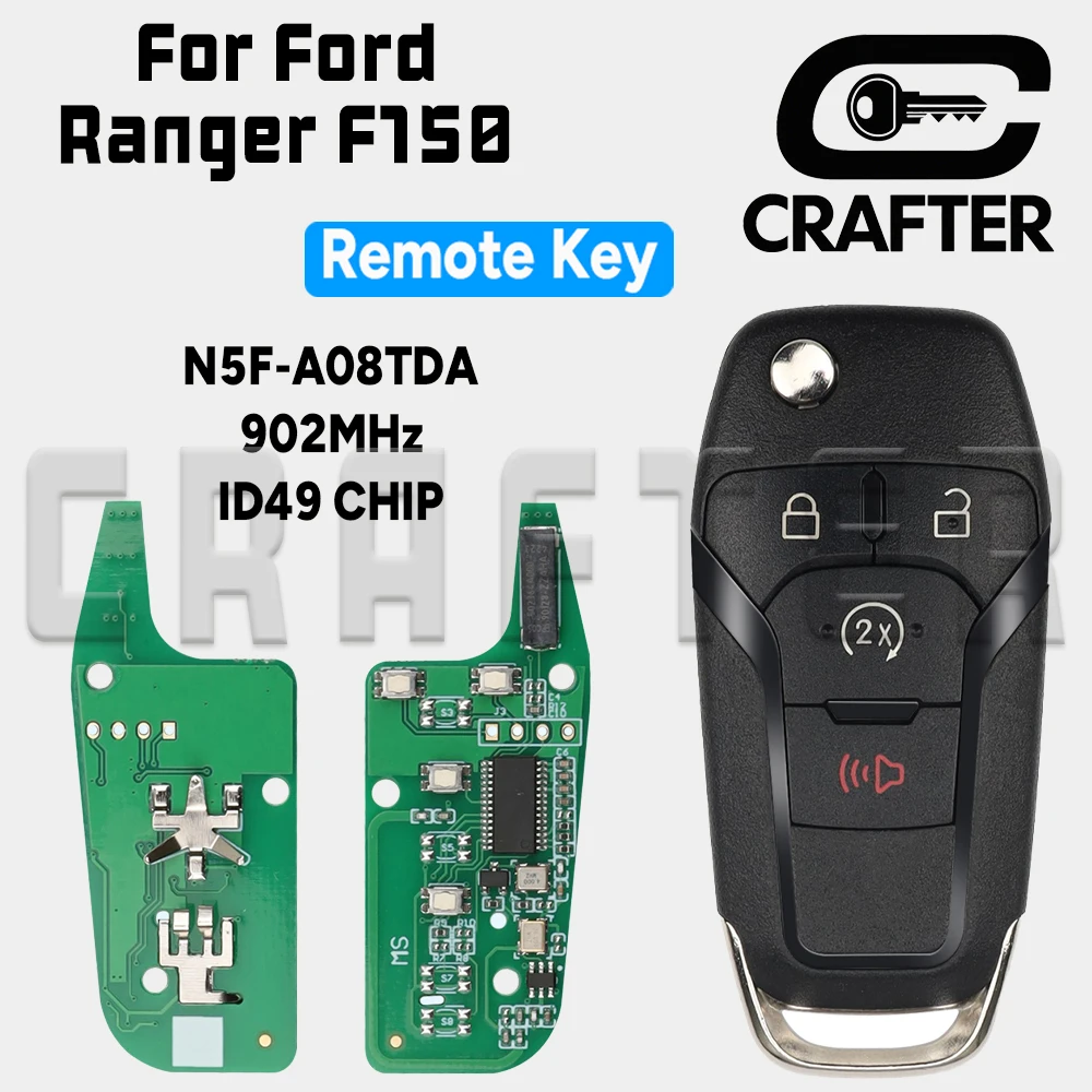 

Автомобильный дистанционный ключ Crafters N5F-A08TDA ID49 CHIP 902 МГц для Ford Fusion Raptor Ranger F150 F250 F350 F450, складной автомобильный ключ