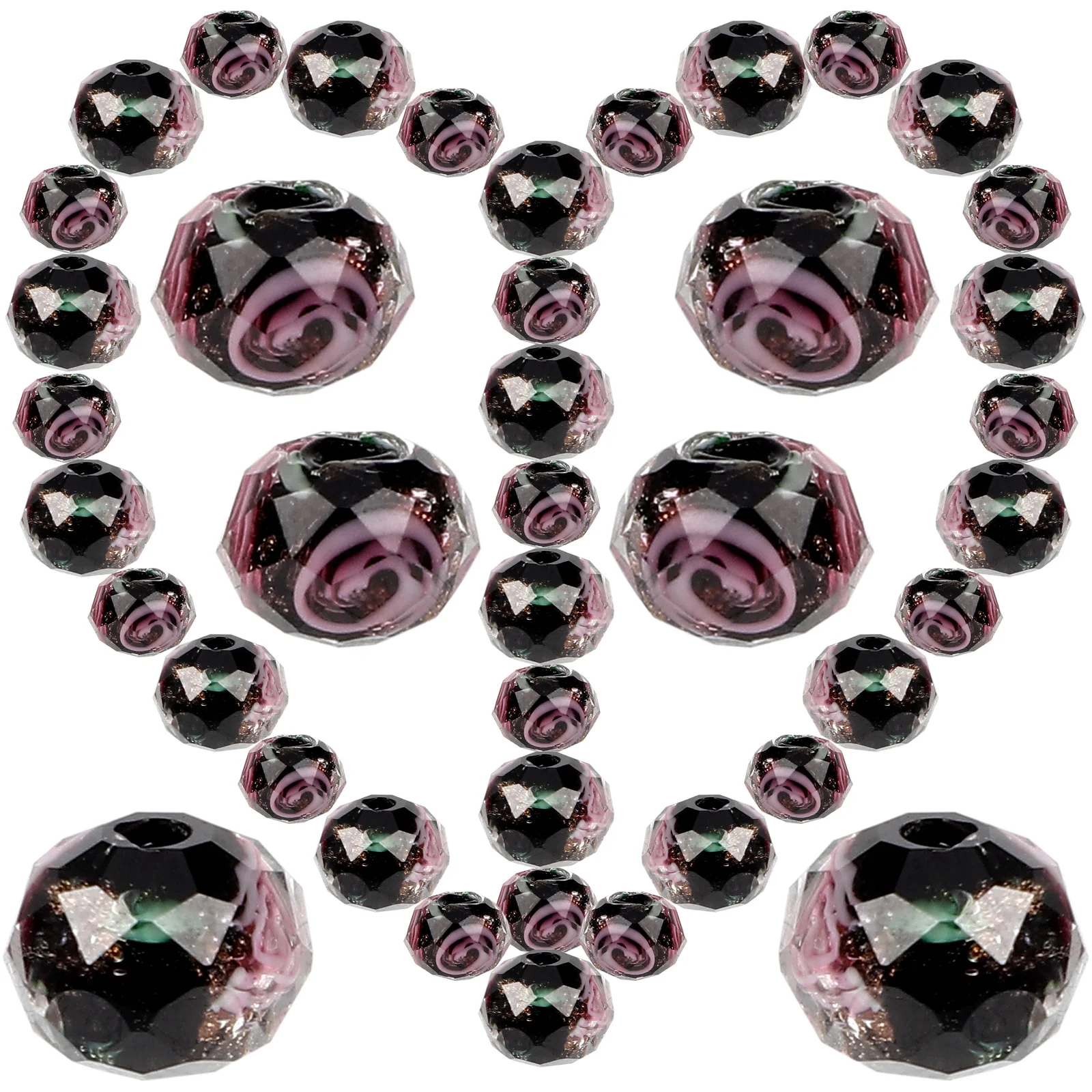 

40pcs DIY Azure Stone Spacer Beads Flower Pattern Jewelry Bracelet DIY Loose Beads