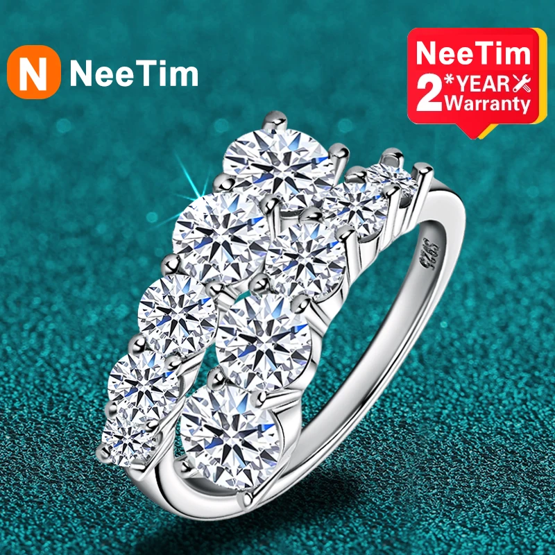 

NeeTim Full Moissanite Rings for Women Sparkling Diamond S925 Sterling Silver with 18K Gold Plated Engagement Wedding Band Gift