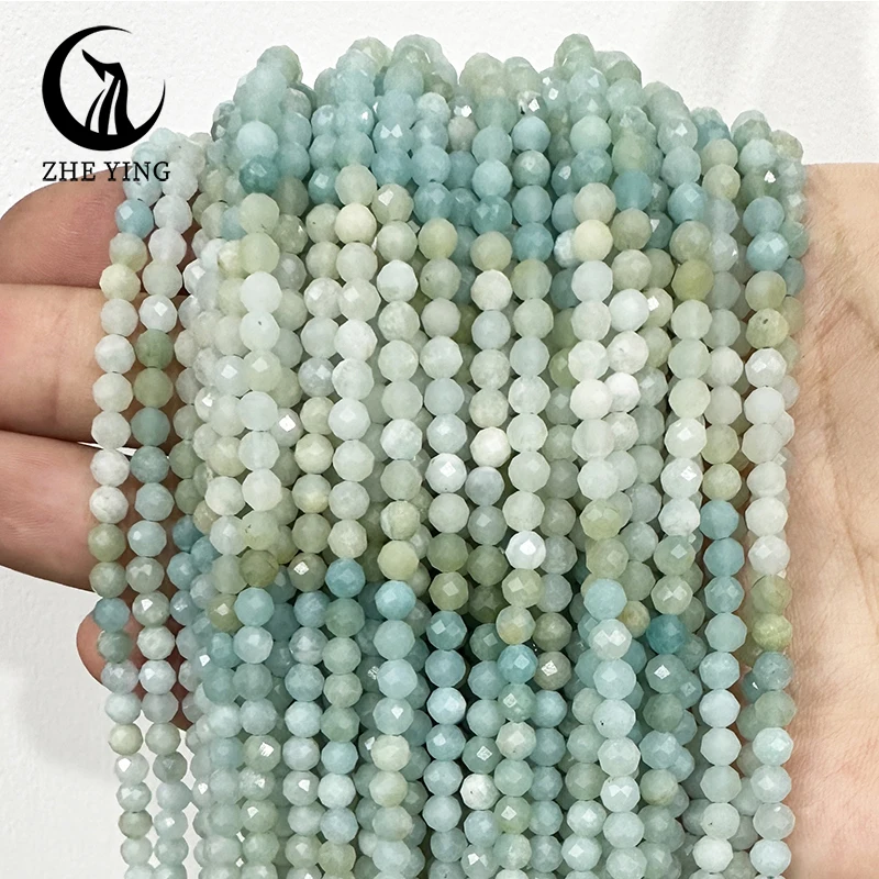 

New Gradient Amazonite Natural Faceted Stone Bead 3mm Jaspers Agates Lapis Lazuli Quartz Beads for Jewelry Makcking DIY Bracelet