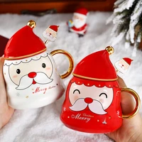 santas wishing christmas tree mug household ceramic coffee bottle with lid and spoon creative christmas tumbler holiday gifts