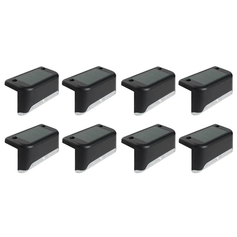 

8Pcs Solar Powered LED Deck Lights Outdoor Path Garden Stairs Step Fence Lamp Black