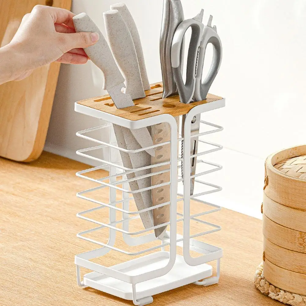 

Racks Holders Quick Drainage Cutter Storage Rack Space Saving Iron Neatly Organized Cutter Storage Holder Kitchen Supplies