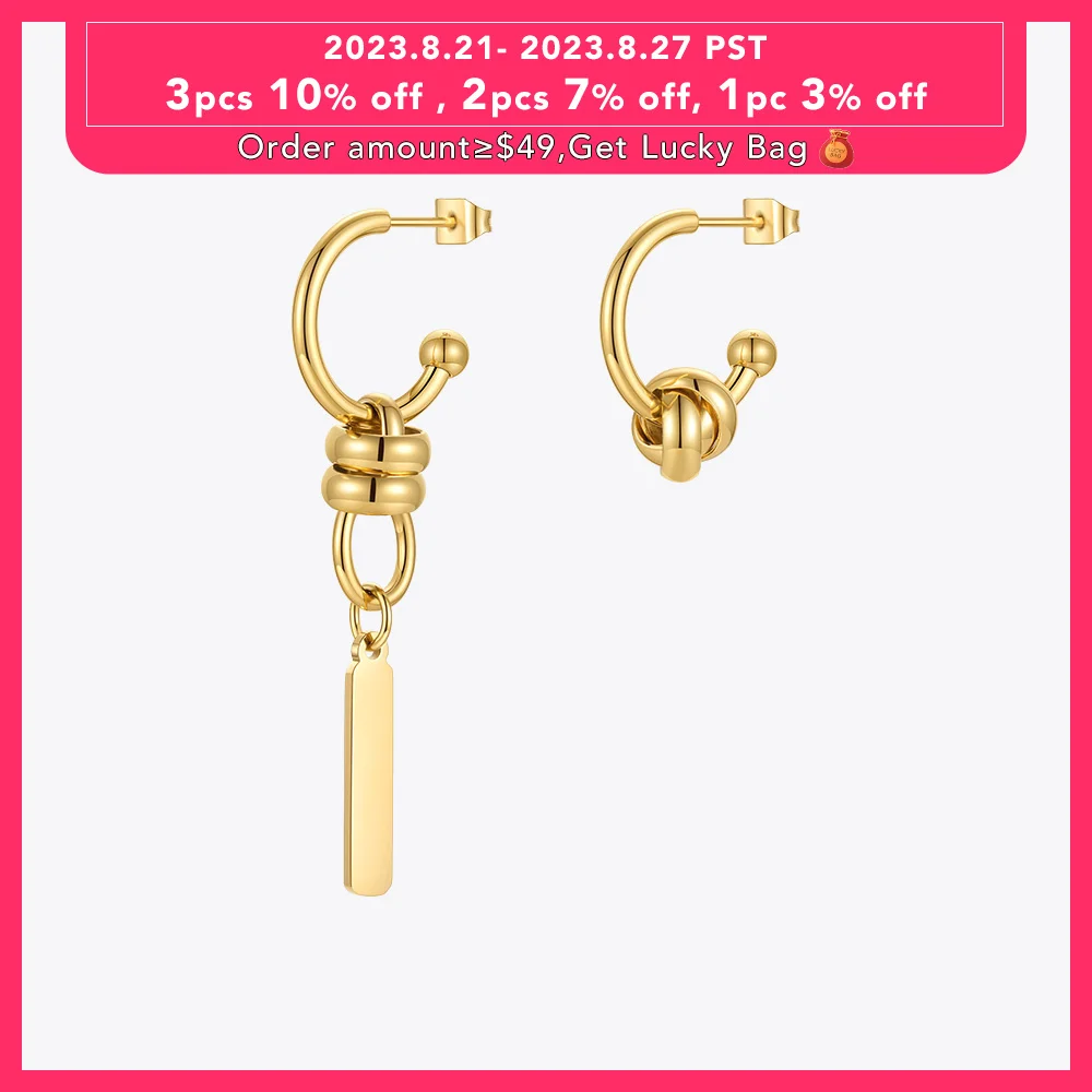 

ENFASHION Tag Piercing Drop Earring Stainless Steel Dangle Earrings Gold Color Fashion Jewelry Dropshipping Pendientes E211346