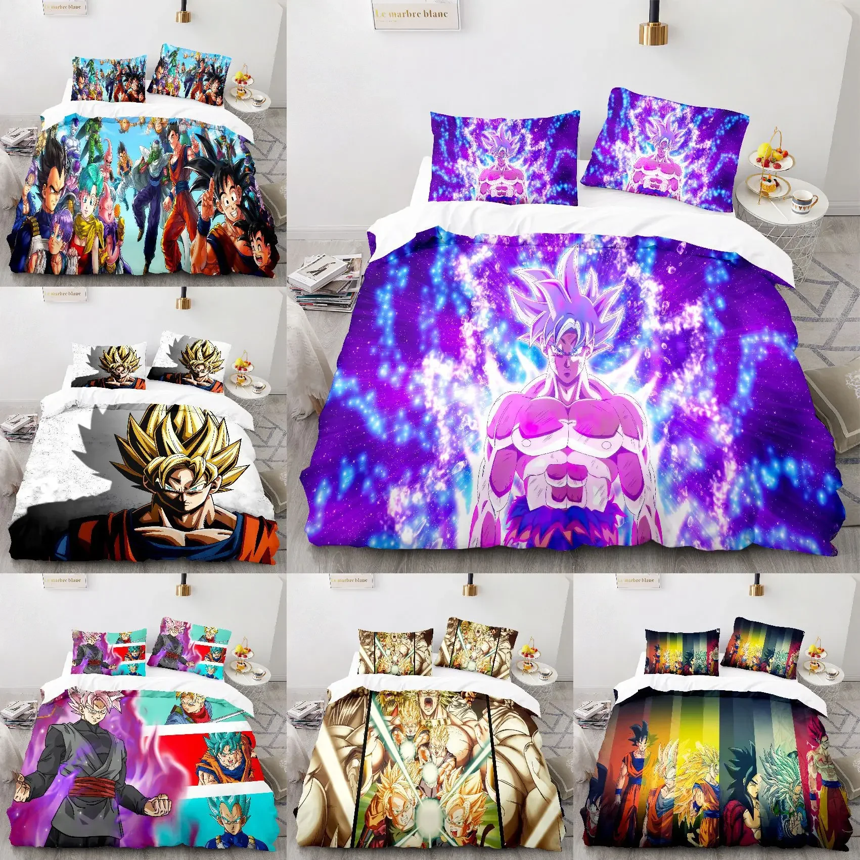 

New Dragon Ball Game Animation Peripheral Two-dimensional Quilt Cover 3D Printing Three-piece Set The Best Birthday Gift