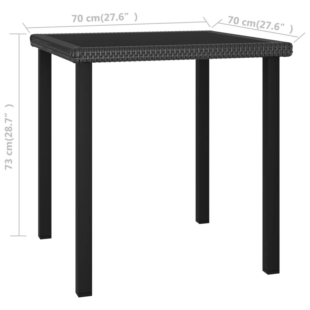 

Outdoor Patio Dining Table Deck Outside Porch Furniture Balcon Decor Black 27.6x27.6"x28.7" Poly Rattan"