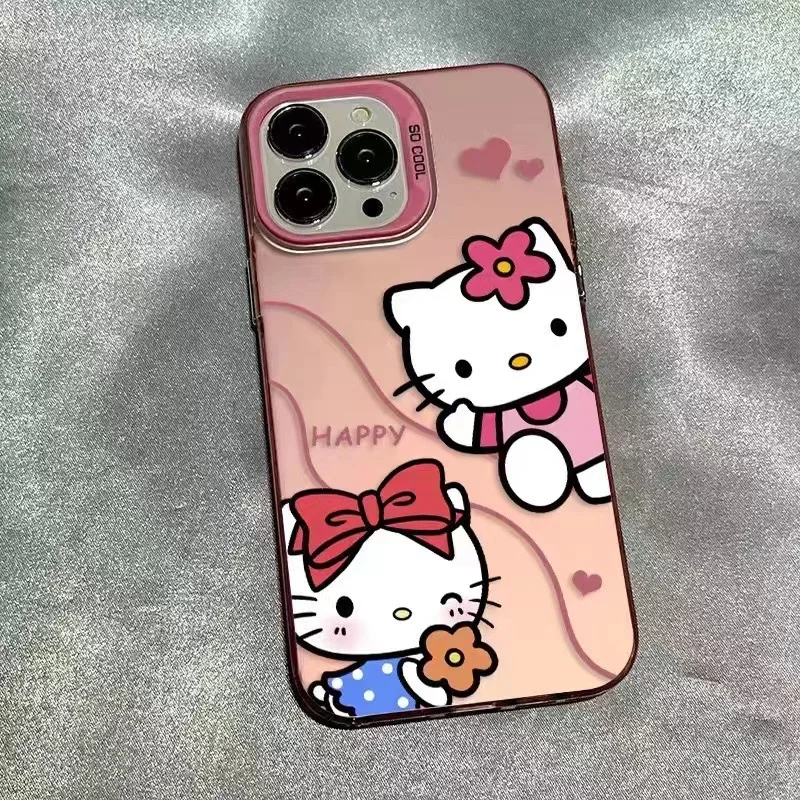 Kawaii Sanrio HelloKitty чехол для телефона аниме мультяшный принт с шипами и бантом iPhone 16