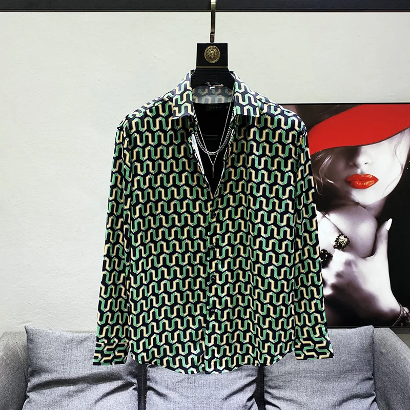 

Красивые тонкие нишевые дизайнерские топы из ледяного шелка с длинным рукавом, высококачественные элегантные роскошные мужские рубашки, новинка 2023