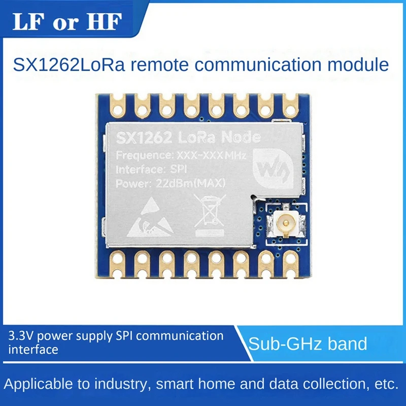 

Waveshare, 1 шт., встроенный модуль управления, удаленная связь, защита от помех, модуль чипа Lora Blue SX1262 для HF диапазона Sub Ghz