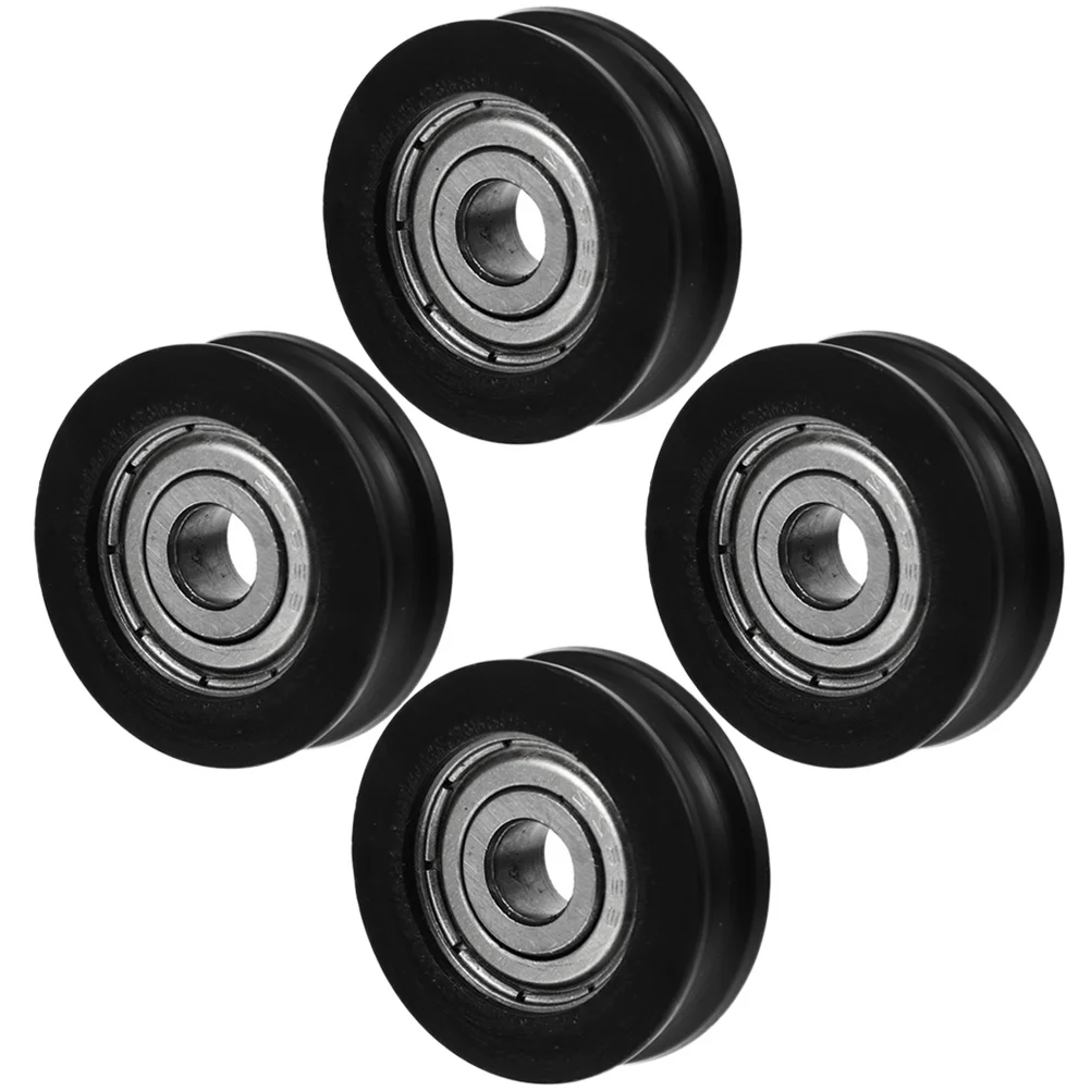 

4 Pcs Door Window Bearing Pulley Rope Heavy Duty Caster Sliding Gate Roller Steel Garage Rigid U-Groove Sheave Wheel