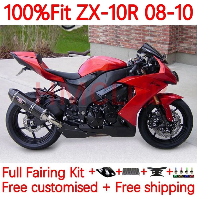 

Injection Body For KAWASAKI NINJA ZX-10R ZX 10 R 10R 1000CC ZX10R 2008 2009 2010 ZX1000 C 08 09 10 factory red Fairing 70No.2