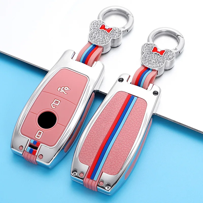 

Pink Car Key Case for Mercedes benz A E EQA EQB GLA GLB EQC GLC CLA C E CLS GLC GLE GLS AMG EQC 180 200 220 260 300 350 500