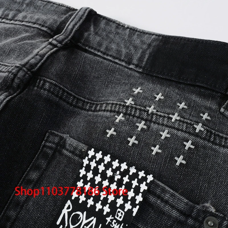 Мужские джинсы KSUBI Cross винтажные потертые индивидуальные тканевые рваные узкие