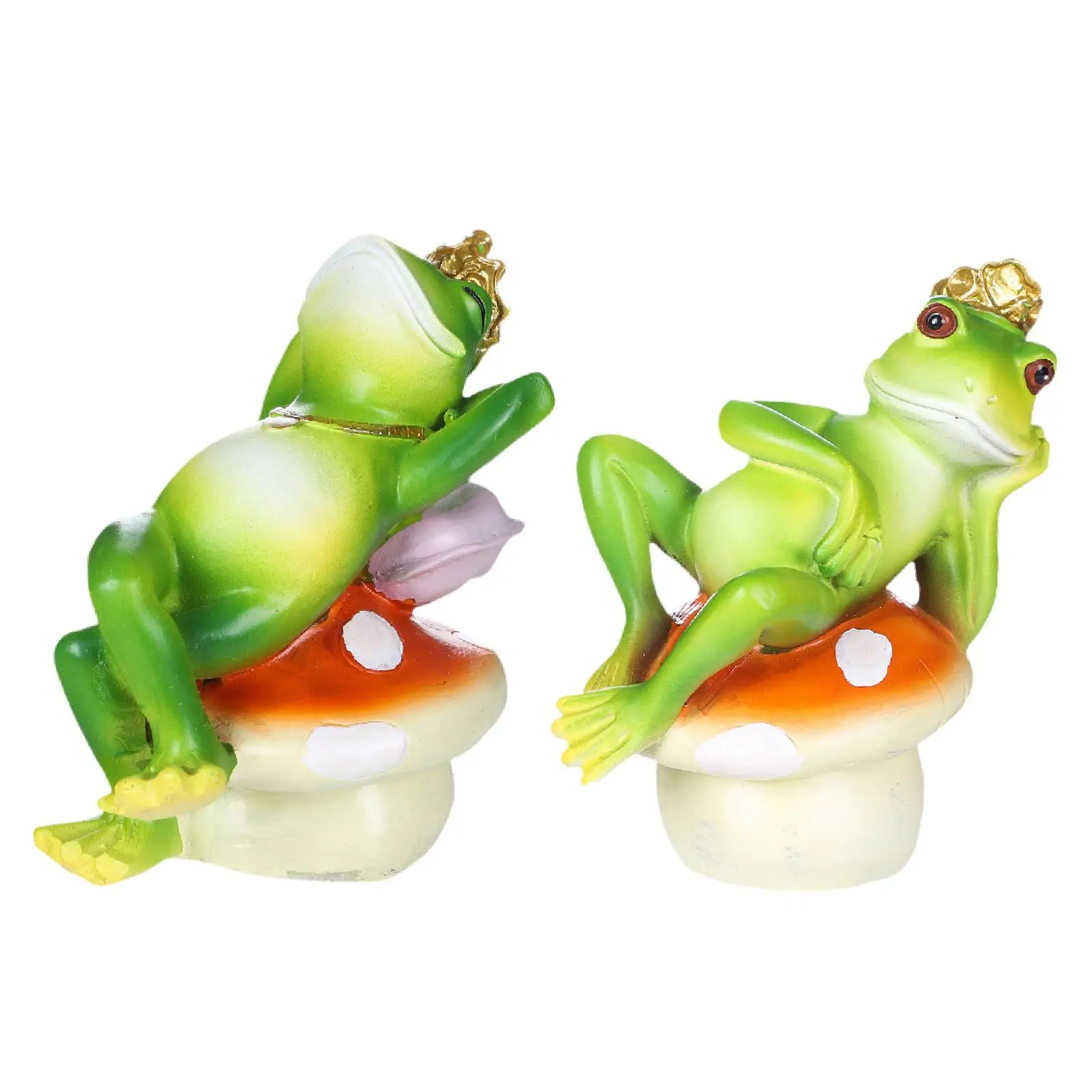 Фигурка лягушки на грибах скульптура из смолы для садового дисплея