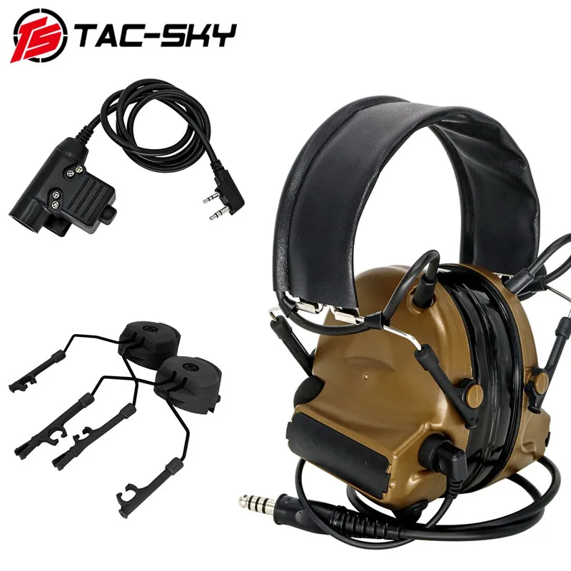 TS TAC-SKY Noise Cancelling Pickup Hunting Shooting COMTAC II+ARC Track Comtac Bracket CB+PTT U94 PTT
