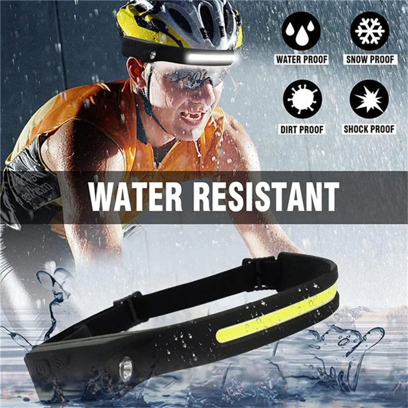 

Battery Work Flashlight With Head Light Rechargeable Lamp Headlight Induction Head Built-in Headlamp Torch