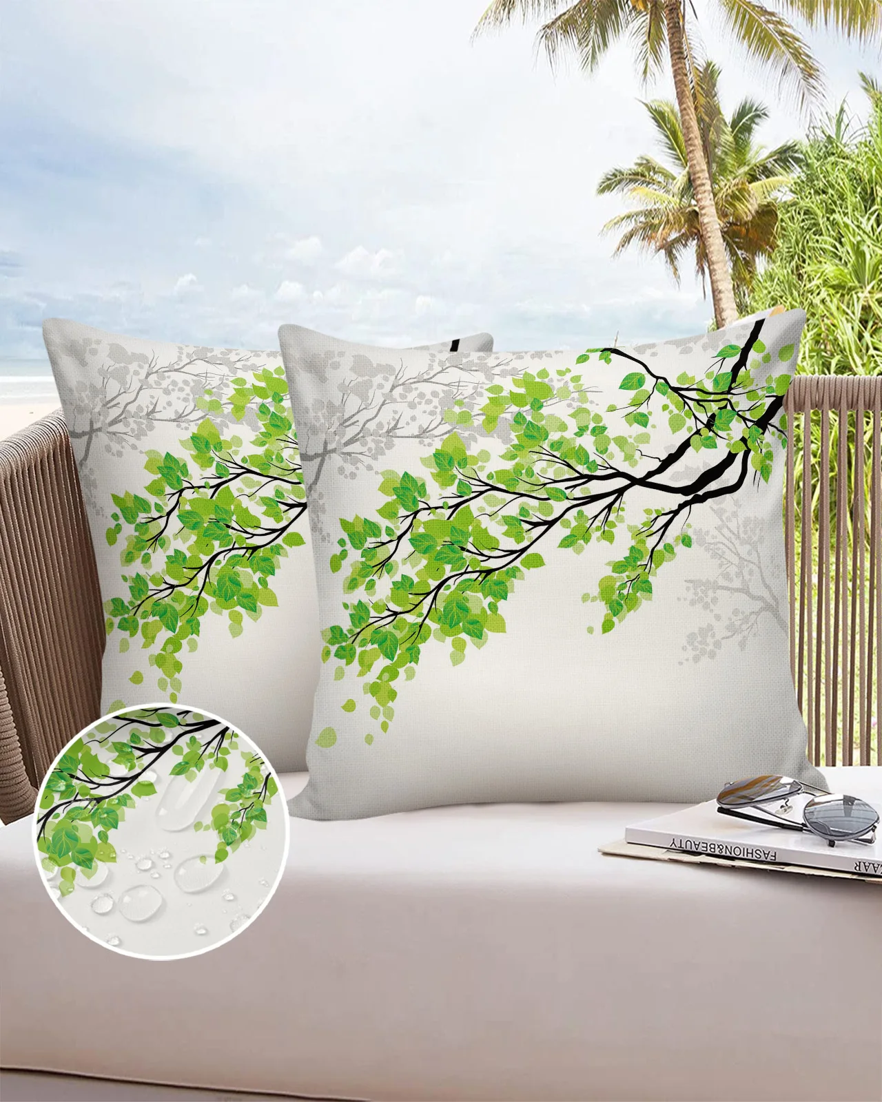 

Branch Green Plant Pillow Decor Modern Home Bed Sofa Cushion Cover Office Pavilion Balcony Decorative Pillow Cases