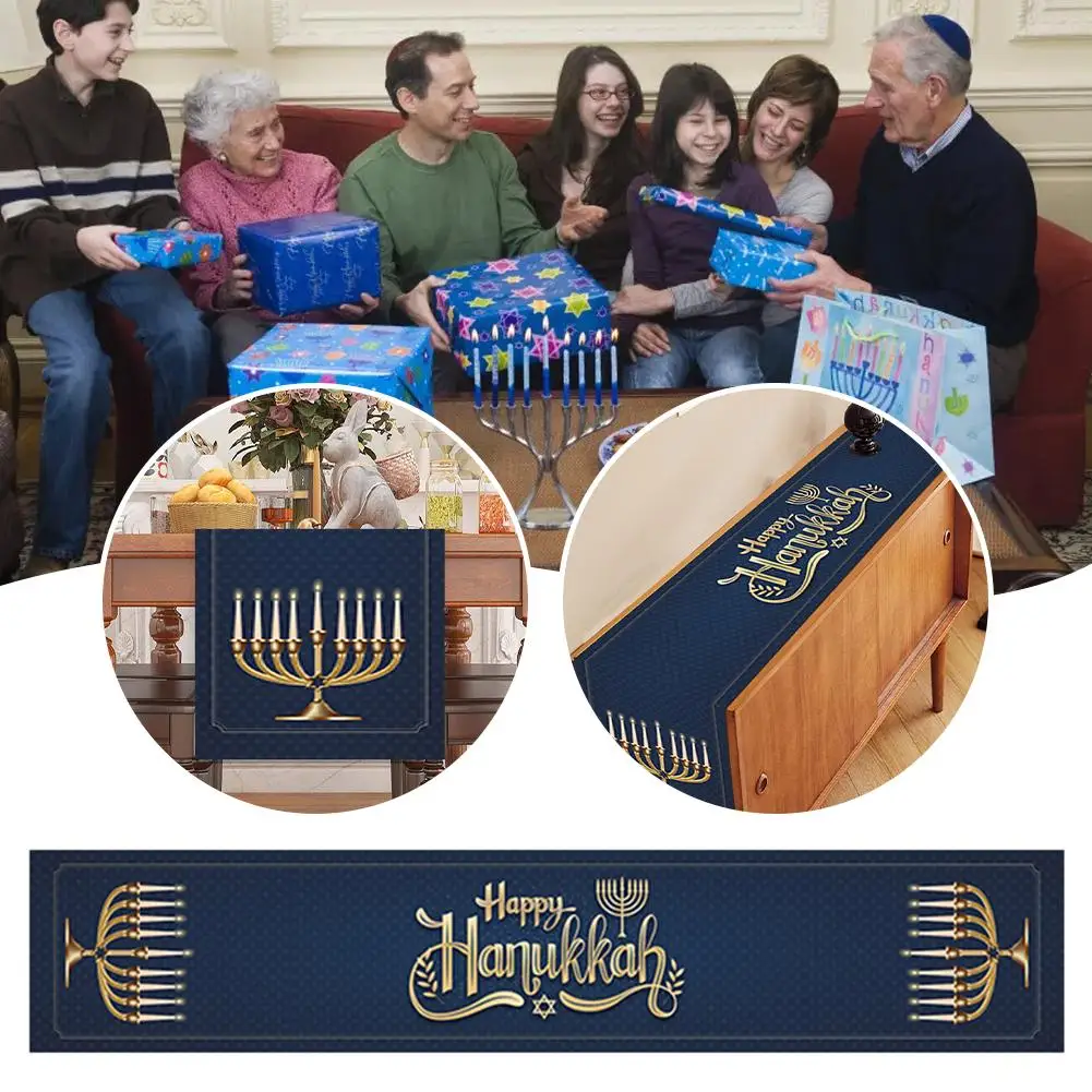 

Happy Hanukkah Tablecloth Jewish Chanukah Menorah Table Festival Home Decor Decoration Cover Table Cloth Room Dining Kitche T9I5