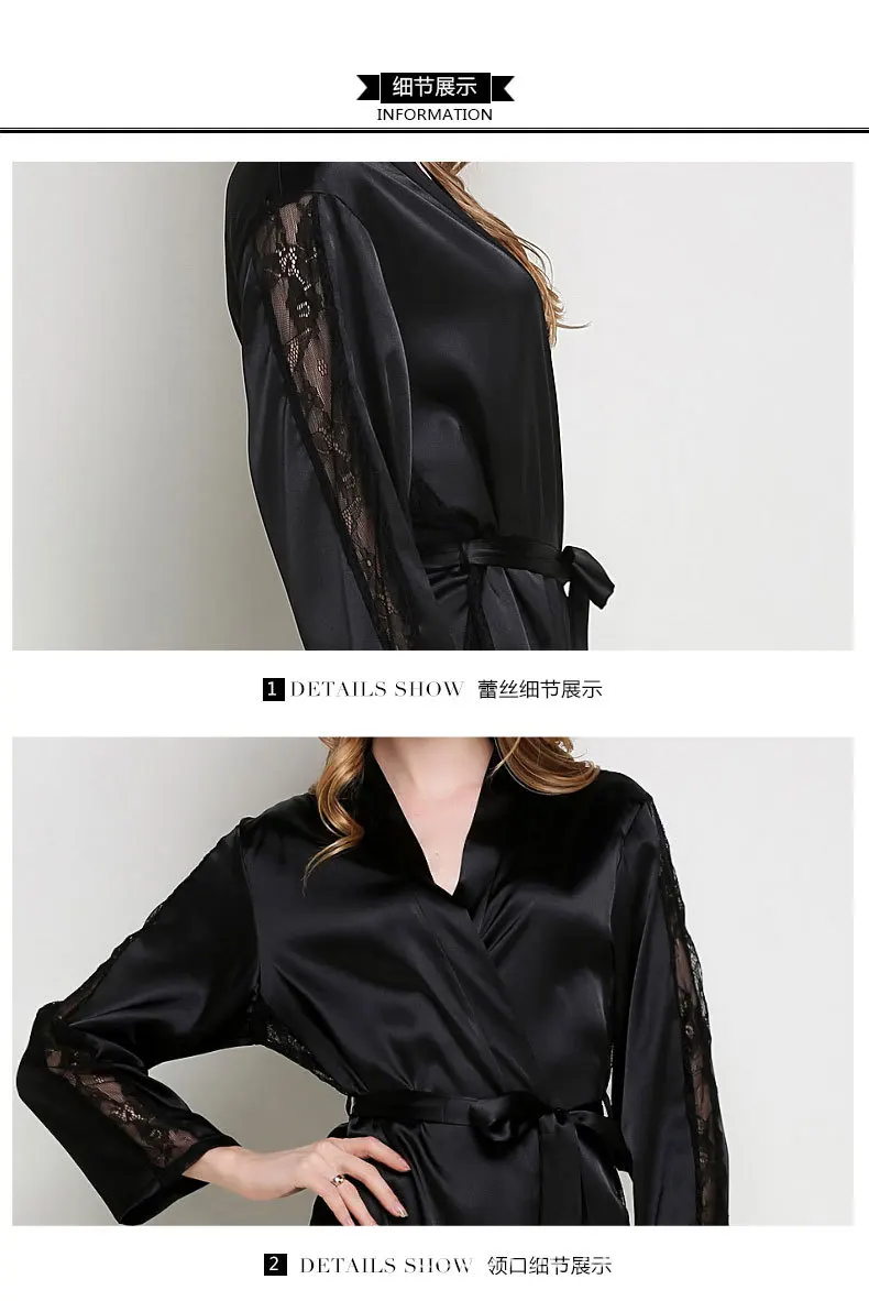 Women Silk Satin Night Robe Solid Sleepwear Kimono Robe Fashion Bath Robe Bathrobe Mariage Femme Wedding Bride Bridesmaid Robe
