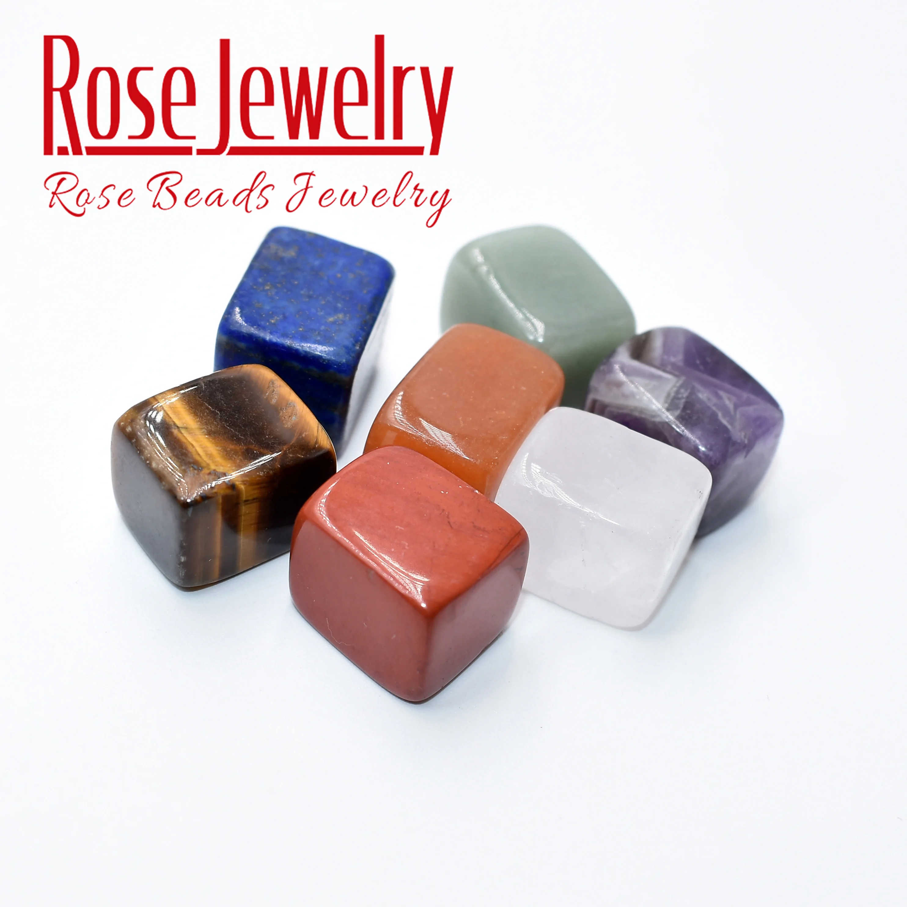 Natural lapis lazuli Amethyst Tiger Eye Crystal Stone Beads Square Chakra Tumbled Stone Healing Crystal Rock Mineral Beads 7Pcs