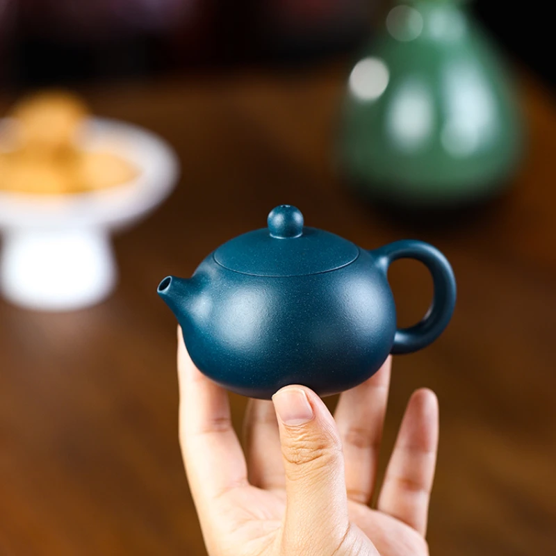 

4x2.3 "small capacity purple clay pot, green mud of the China, pure manual kungfu tea set, mini Yixing teapot, Xishi pot 100cc