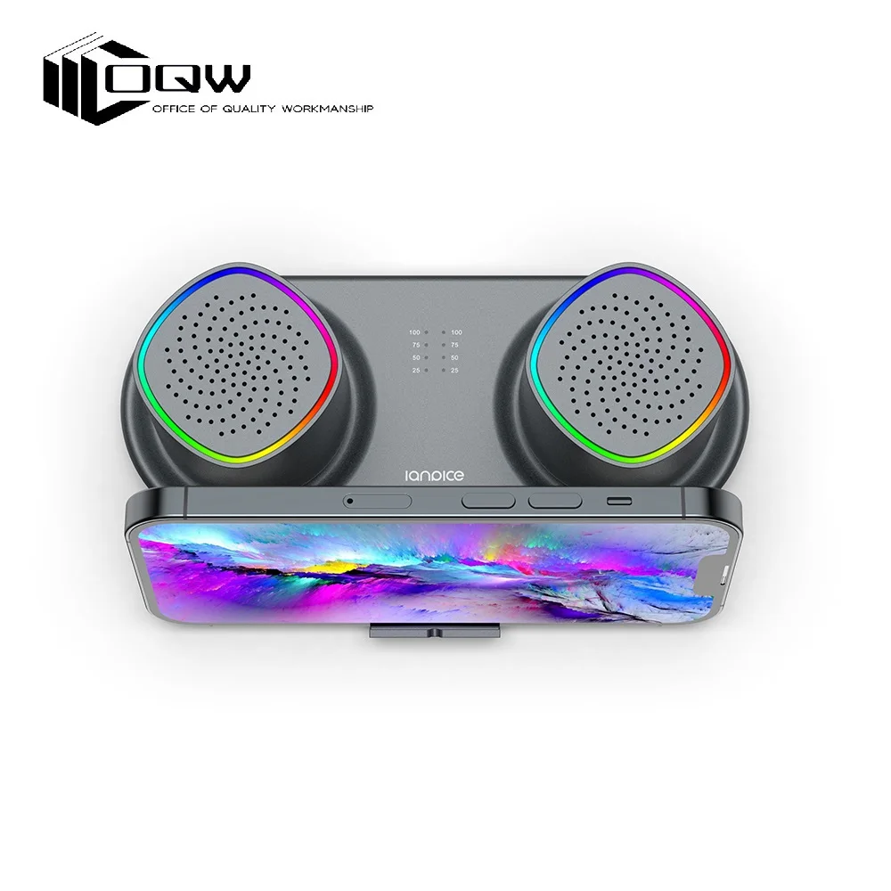 Bluetooth-динамик OQW со светодиодной подсветкой Hi-Fi мини-динамик синего цвета с
