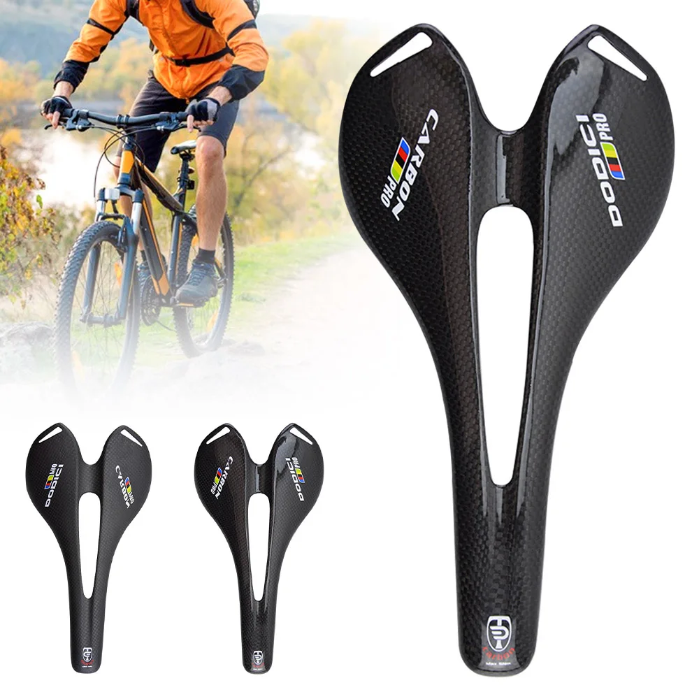 

Ultralight Hollow Shock Absorption Bicycle Saddle MTB Road Bike Vtt Racing Seat Men 3K Matte Carbon Fiber Cycling Cushion