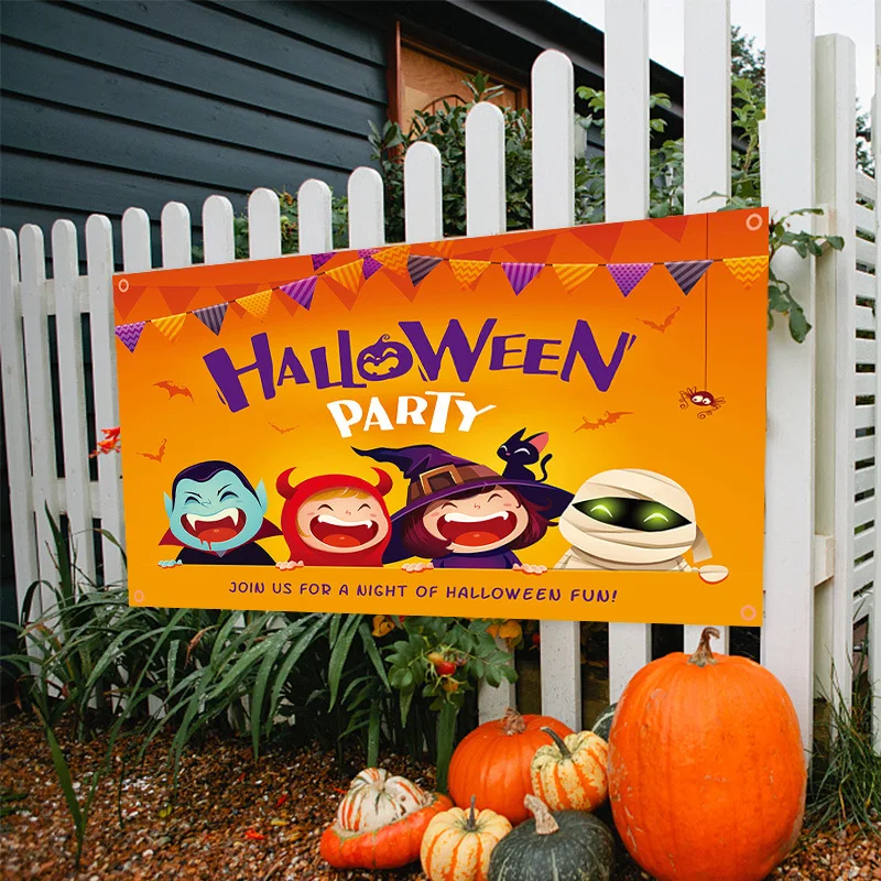 

Новинка 2022, баннер на Хэллоуин, фон из ткани с осенней тыквой вампира, Фотофон, уличные товары для домашнего декора