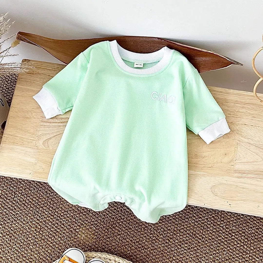 Детский однотонный комбинезон на пуговицах возраст 0-18 месяцев