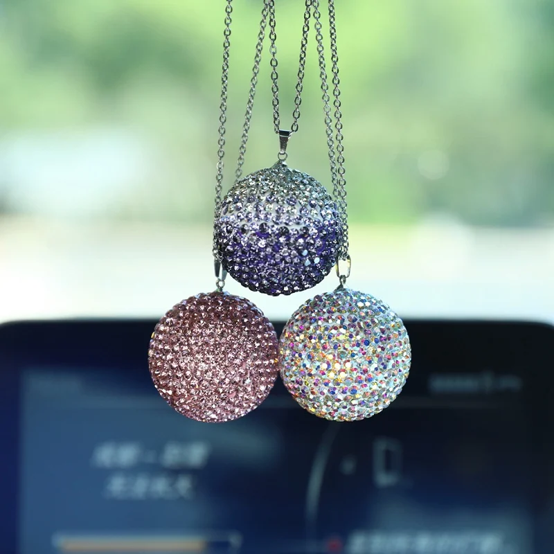 

Rhinestone Ball Full Diamond Drilling Originality Fashion Cool Rearview Mirror Hanging Ornaments Car Auto Interior Pendants
