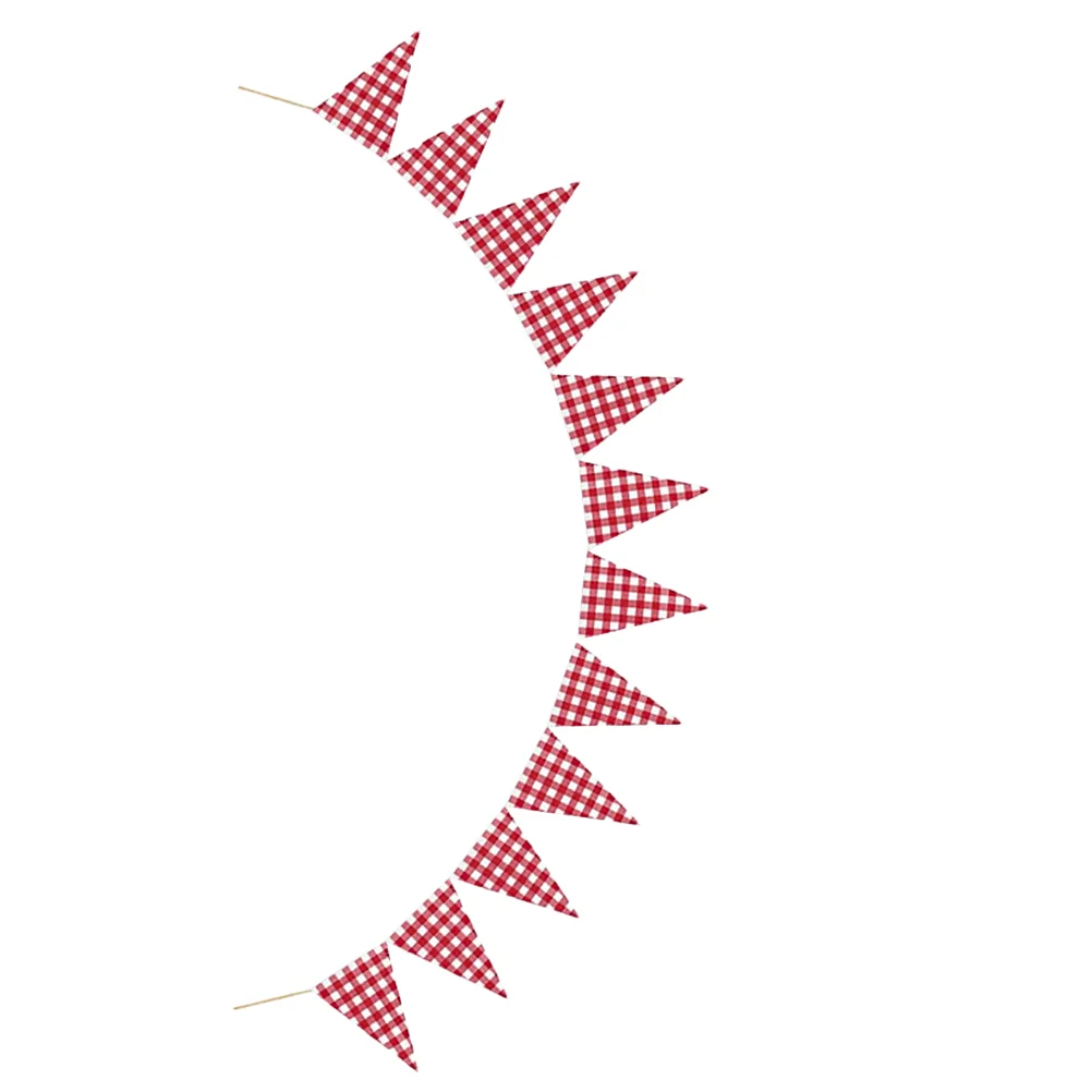 

Triangle Bunting Red Checkered Banner Triangle Flag Party Garlands Hanging for DIY for Wedding Birthday Holiday Festivals