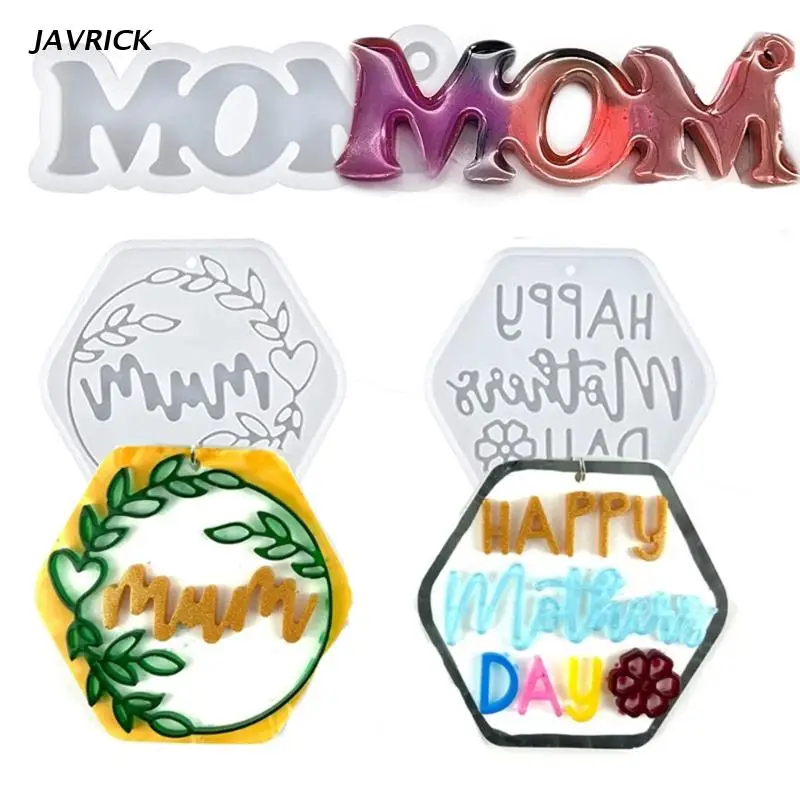 

3Pcs Hexagon Shape Keychain Silicone Molds with Hole Keyring Pendant Handmade Mold for Mother's Day Birthday Gift