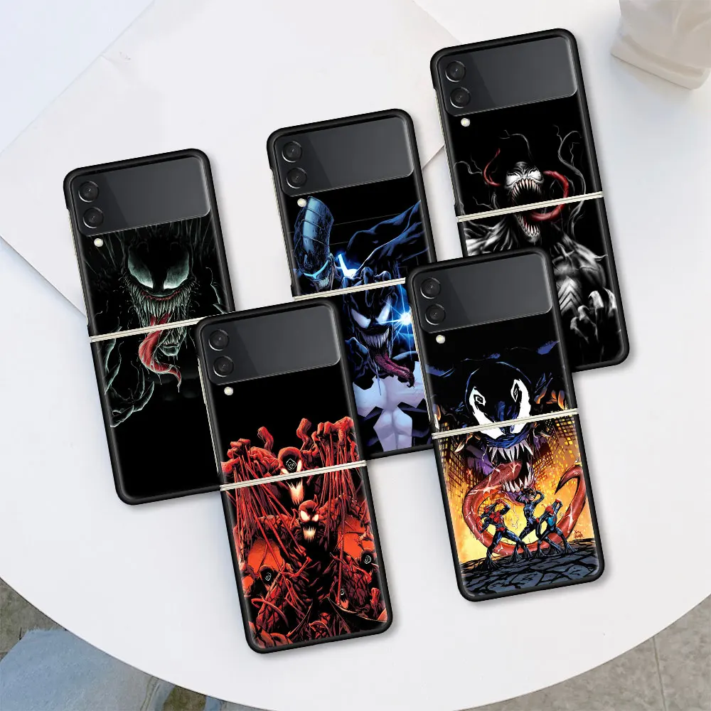 Складной чехол с рисунком Веном из комиксов Marvel для Samsung Galaxy Z Flip 3 чехол-накладка