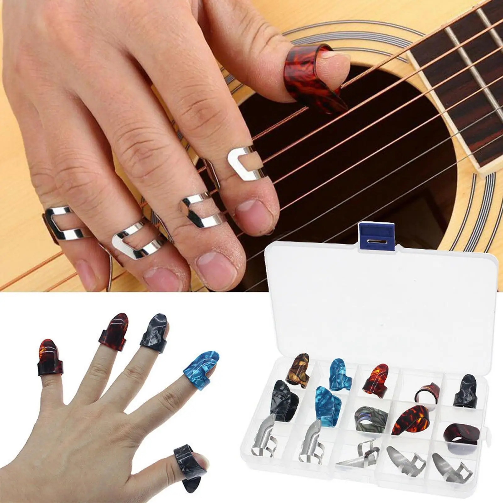 

15x Guitar Thumb Finger Pick Plectrum Colorful Nails for Ukulel Guitar