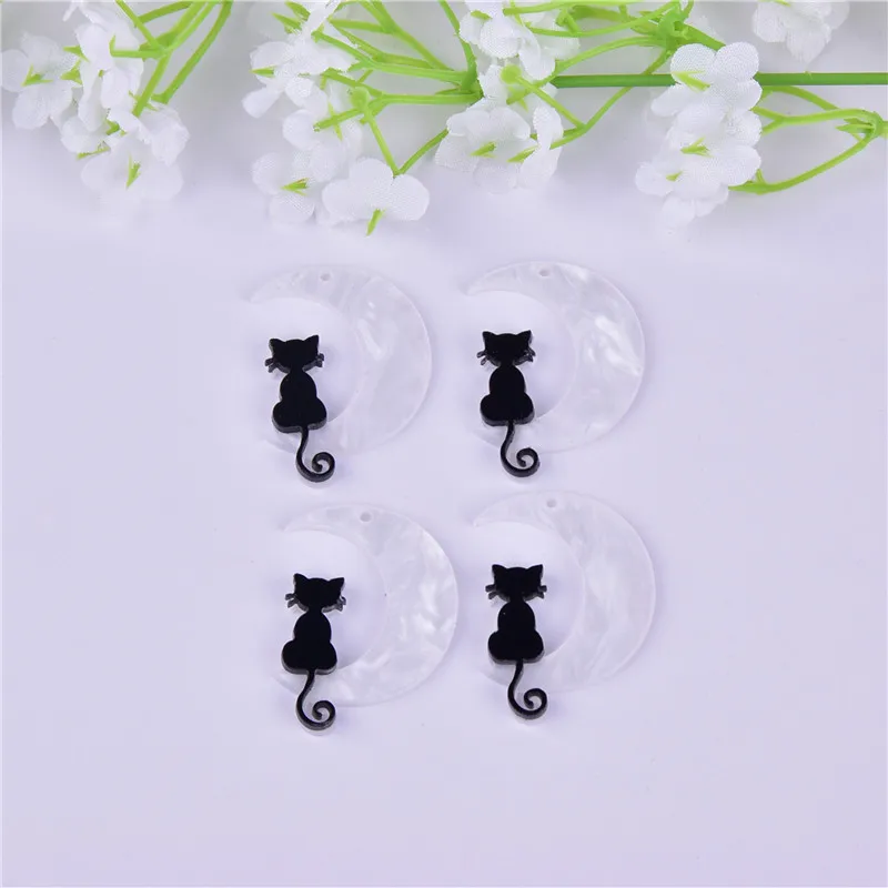10 шт./упак. милые лунные кошки акриловые подвески для творчества серьги брелок
