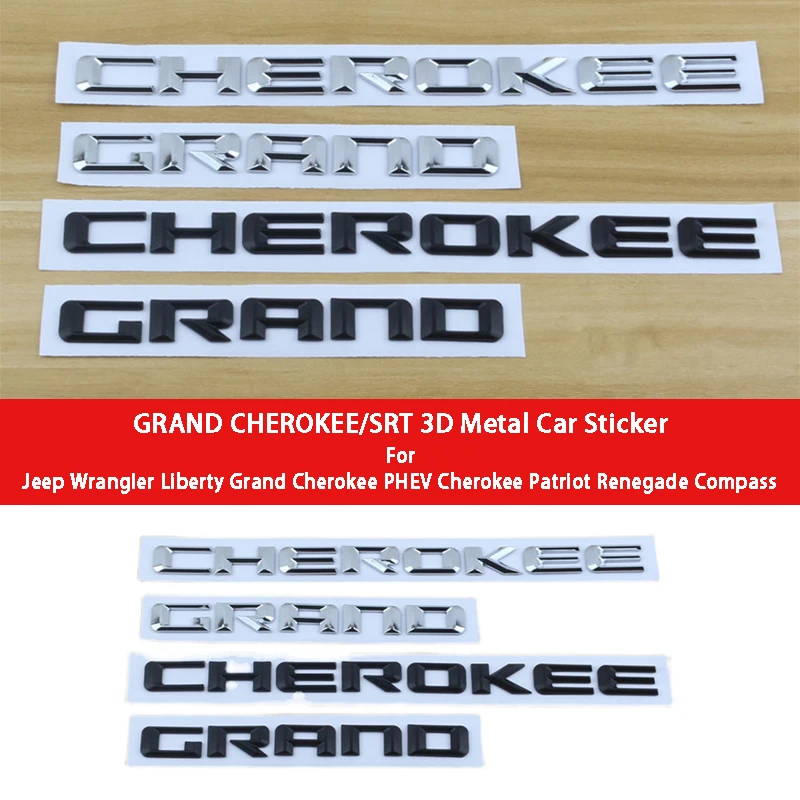 

For Jeep Grand Cherokee ABS Letters Emblem Car Styling Side Doors Nameplate Sticker Car Accessory Matte Glossy Black Chrome