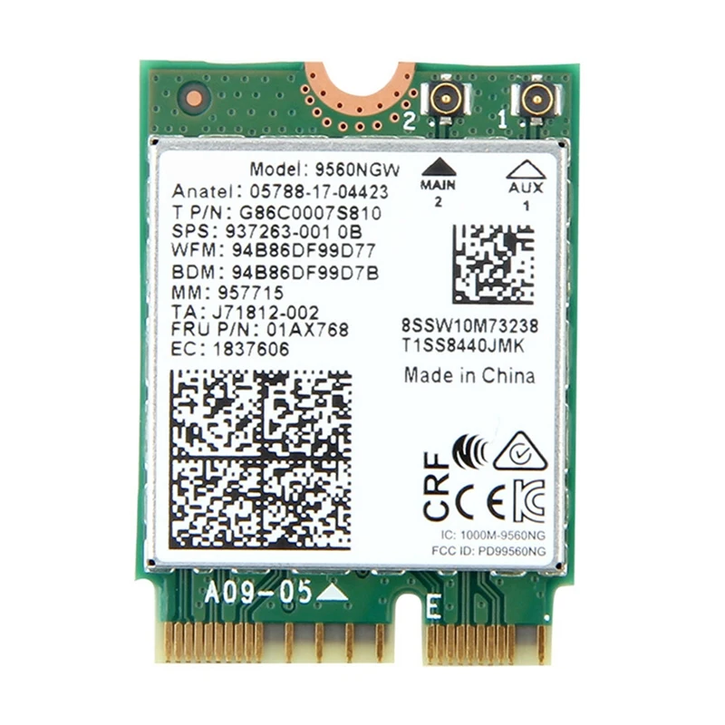 

HOT-1730Mbps для двухдиапазонного беспроводного рабочего стола AC 9560 Bluetooth 5,0 802.11Ac M.2 CNVI 9560NGW Wifi Card