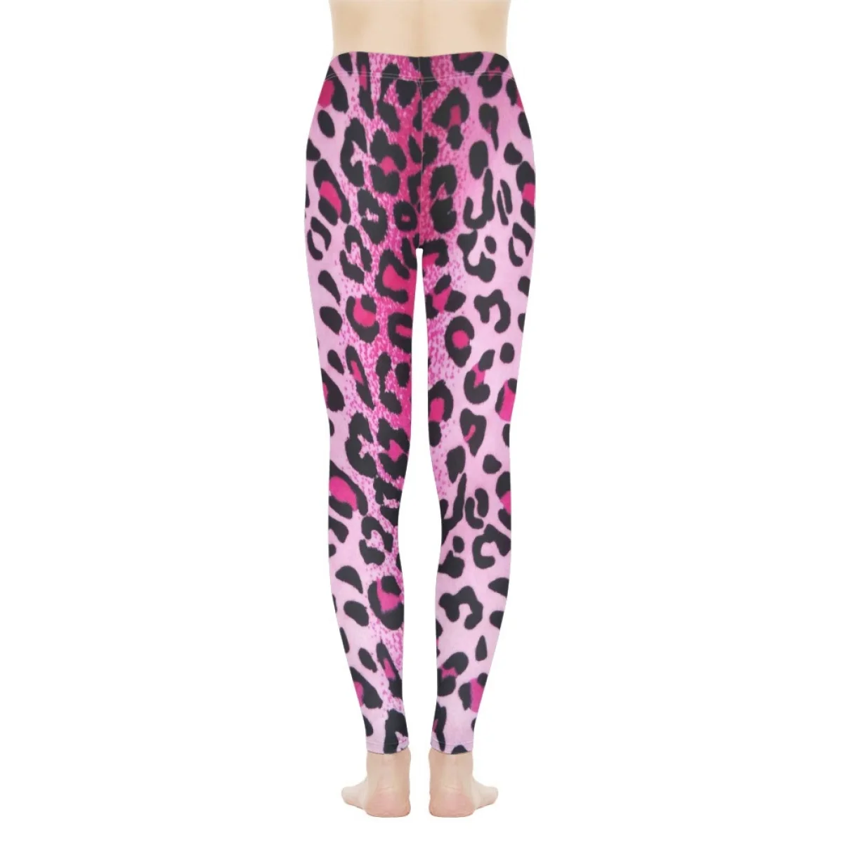 Pink Leopard Gradient Pattern Yoga Pants for Teen Girls Workout Slim Fit Trousers Female Super Stretch Spring Indoor Sweatpants