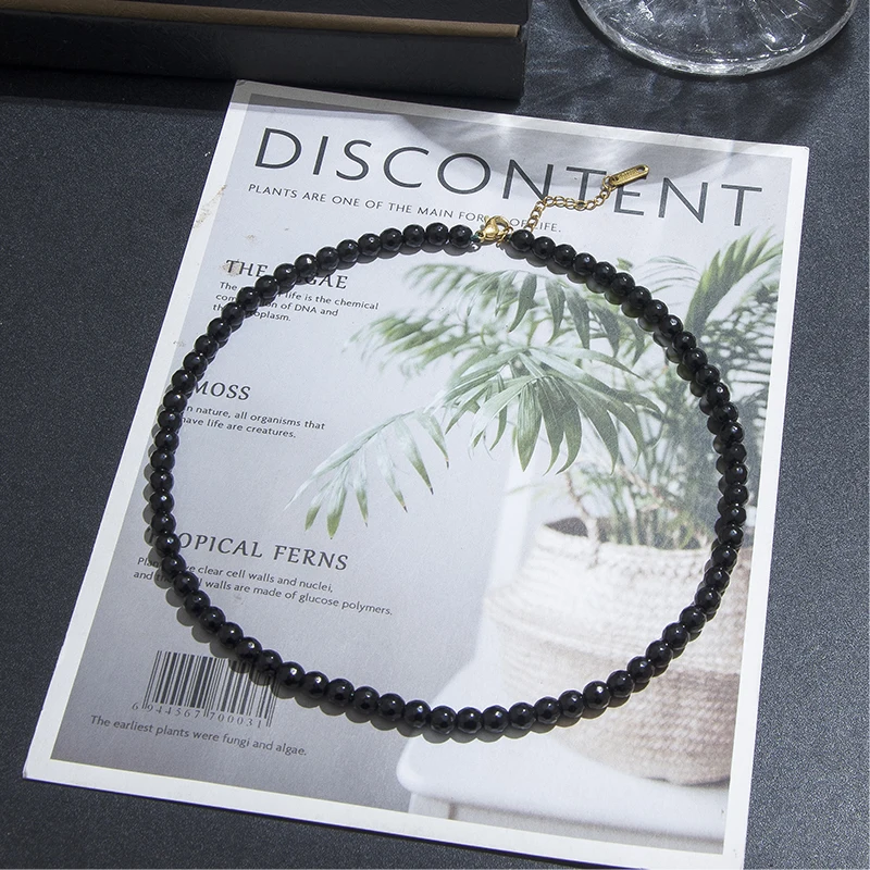 Браслет на ногу с ониксом Женский Ювелирное Украшение граненым черным Пляжная