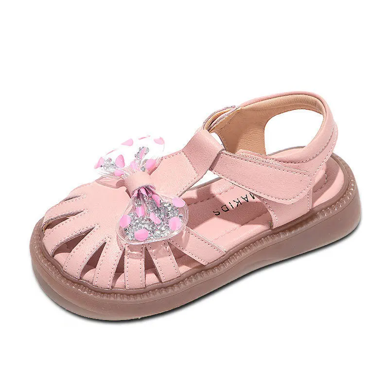 

Summer Girl Sandals for Children Bowtie Girl Shoes Pu Leather Children's Sandals 2022 White Kid Shoes Child Non-Slip Flats