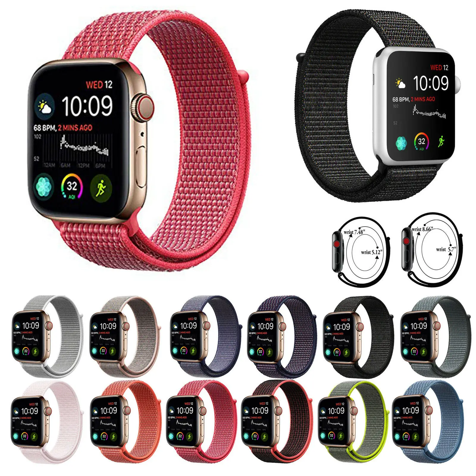 

Тканый нейлоновый спортивный ремешок для iWatch Apple Watch Series SE 6/5/4