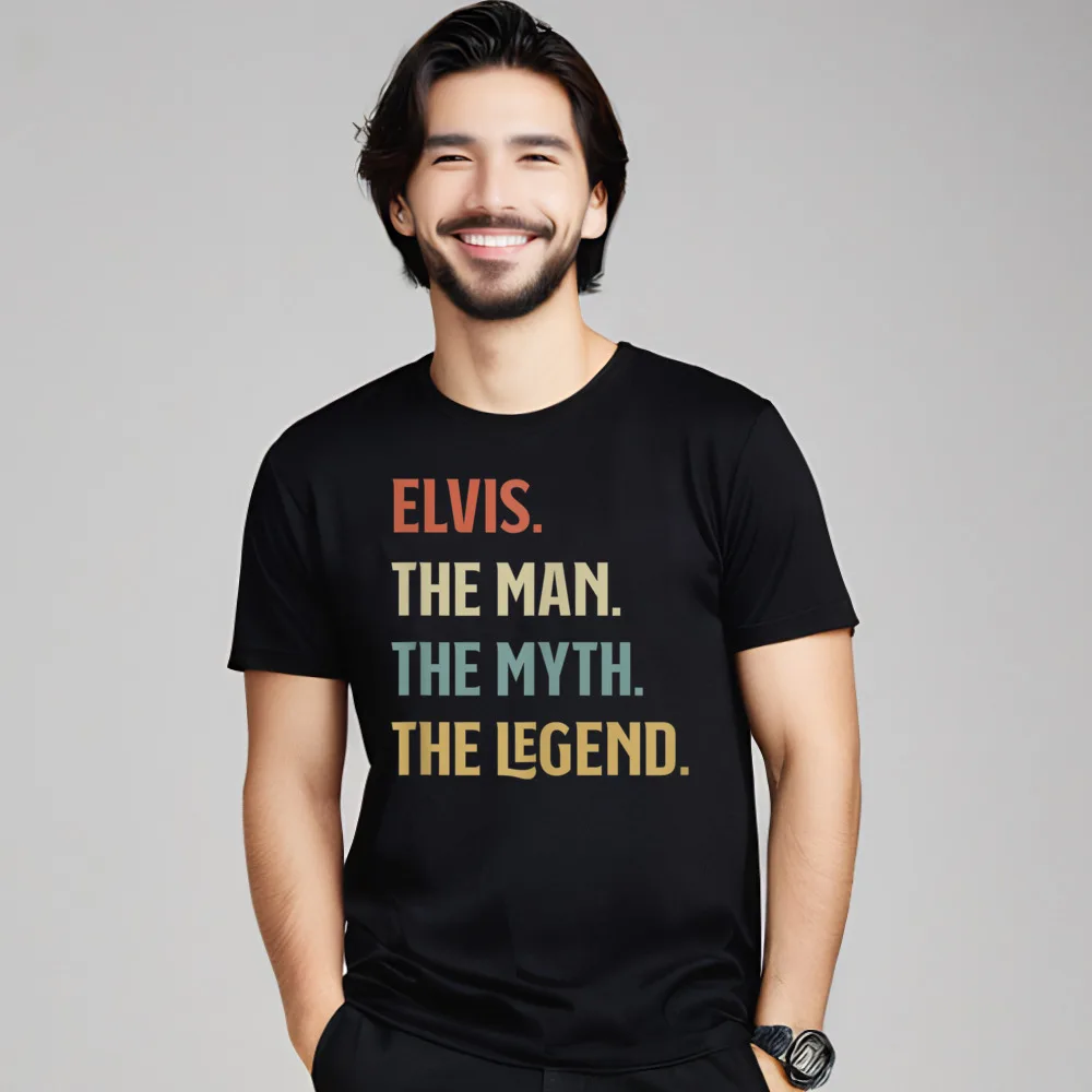 Classic Adult T-shirts The Name Is Elvis Crazy Tops Tees Cotton Round Collar Short Sleeve Party T Shirt Christmas