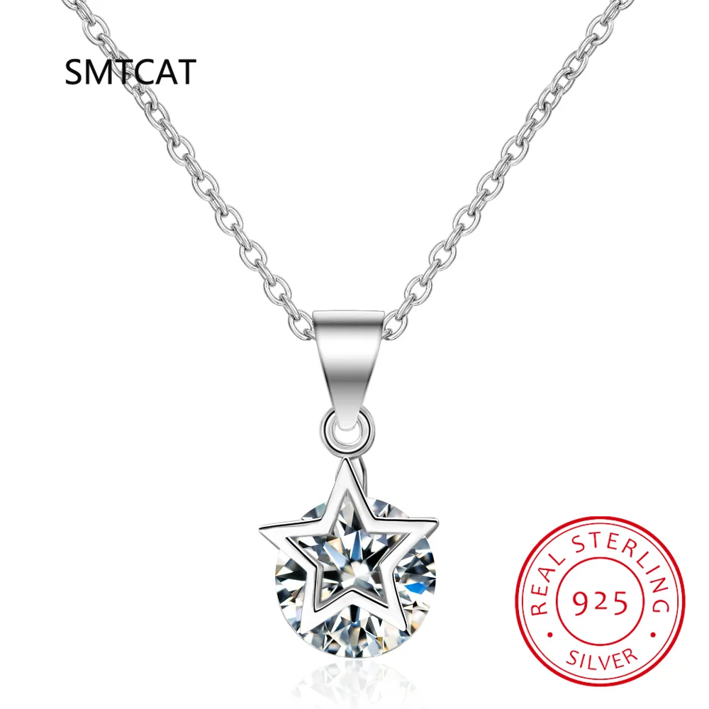 

925 Silver Moissanite Necklace for Women 1CT VVS Brilliant Moissanite Diamond Halo Star Pendent Necklaces Anniversary Gift